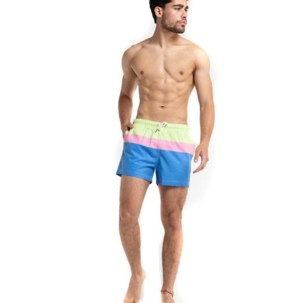 Bermies Men's Bayside Striped Swim Trunks Bottoms
